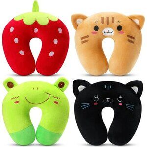 Kids travel neck pillow set of 4 cute animal u shaped pillows for car seat airpl